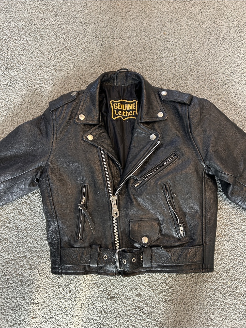 Kids Black Motorcycle Jacket size 6
